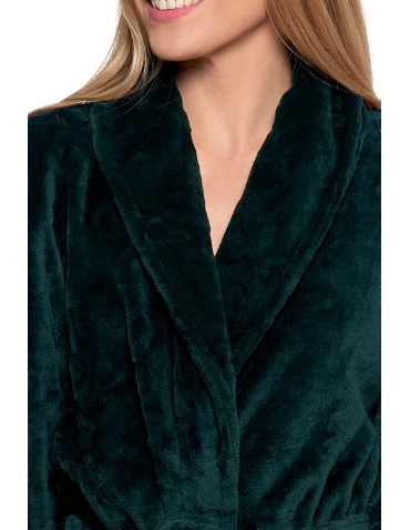 SZLAFROKI - Szlafrok ciepły damski z wiązaniem bez kaptura ZIELONY - produkt 3