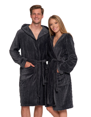 Ciepły szlafrok unisex z kapturem