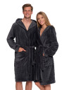 Ciepły szlafrok unisex z kapturem GRAFIT