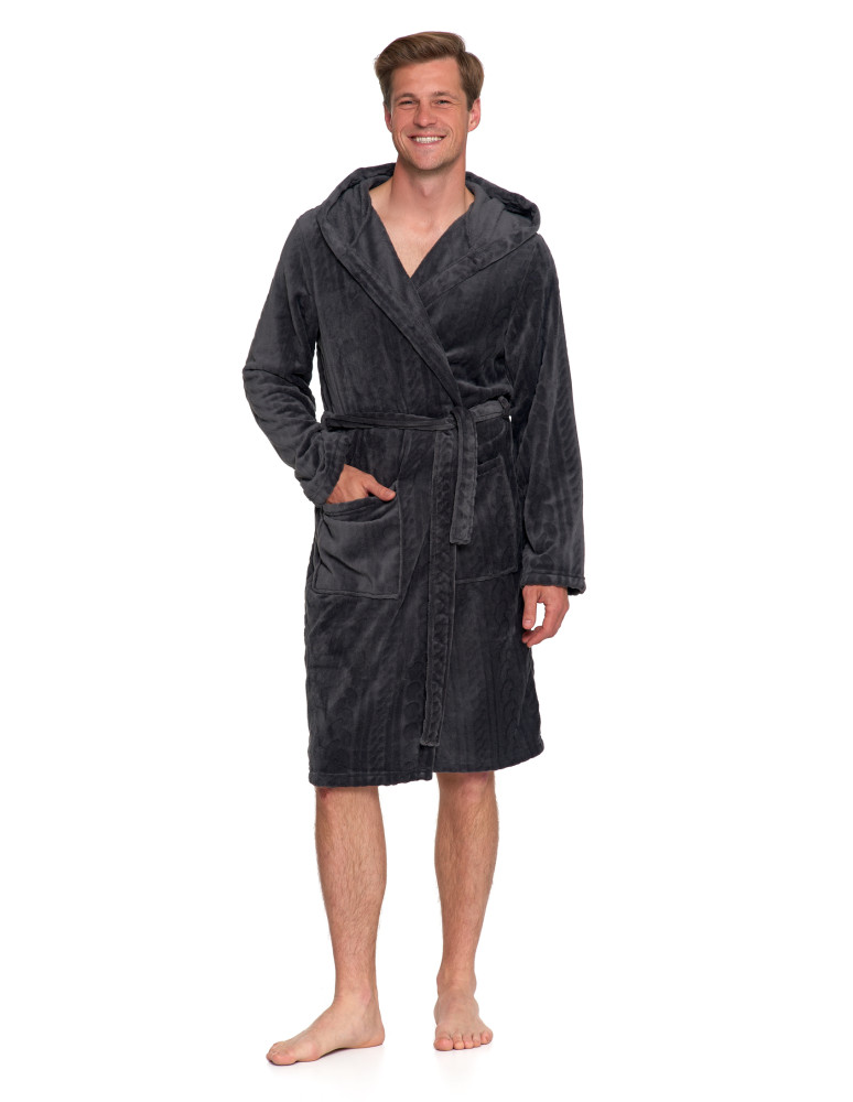 Piżamy - Ciepły szlafrok unisex z kapturem GRAFIT  - produkt moraj.pl 18