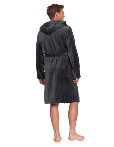 Piżamy - Ciepły szlafrok unisex z kapturem GRAFIT - produkt 17