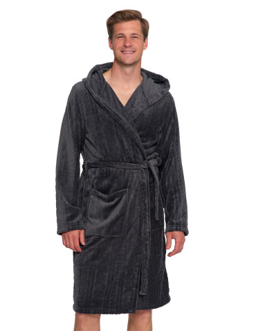 Piżamy - Ciepły szlafrok unisex z kapturem GRAFIT - produkt 16