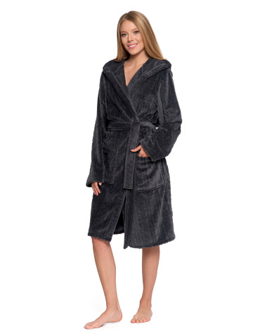 Piżamy - Ciepły szlafrok unisex z kapturem GRAFIT - produkt 12