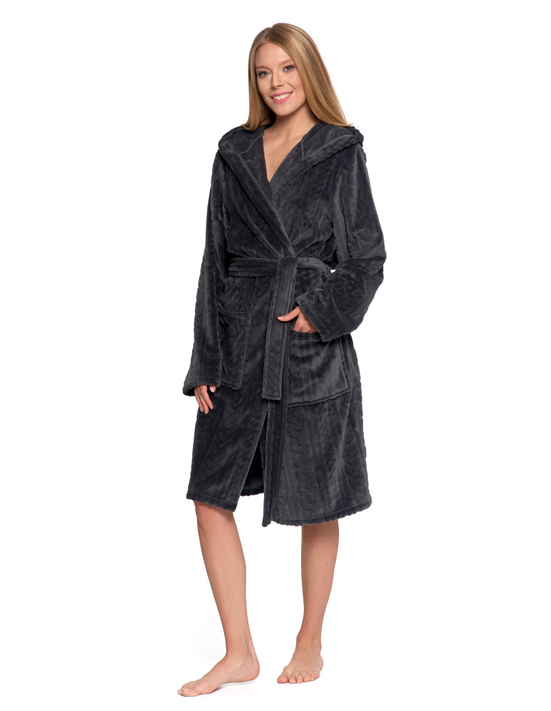 Piżamy - Ciepły szlafrok unisex z kapturem GRAFIT  - produkt moraj.pl 12