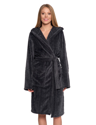 Piżamy - Ciepły szlafrok unisex z kapturem GRAFIT - produkt 8