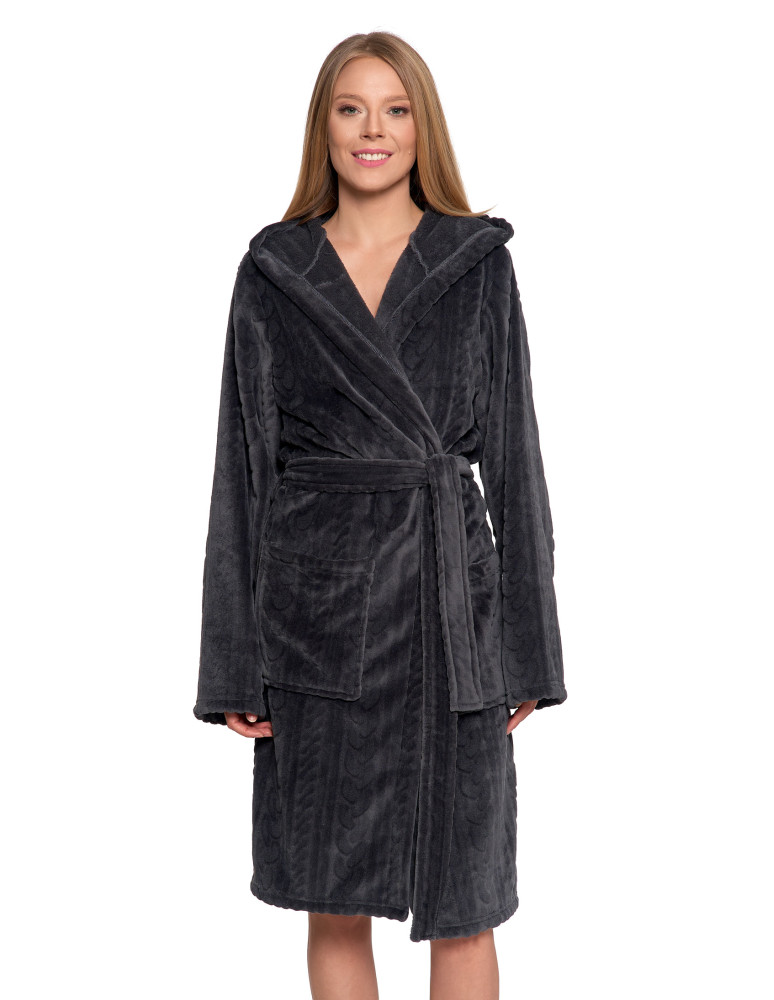 Piżamy - Ciepły szlafrok unisex z kapturem GRAFIT  - produkt moraj.pl 8