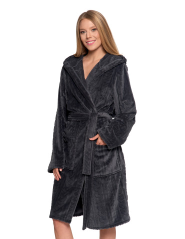 Piżamy - Ciepły szlafrok unisex z kapturem GRAFIT - produkt 9