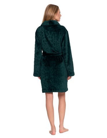 SZLAFROKI - Szlafrok ciepły damski z wiązaniem bez kaptura ZIELONY - produkt 10