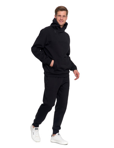 Bluzy - Bluza męska dresowa ocieplana z wysoką stójką CZARNY - produkt 10