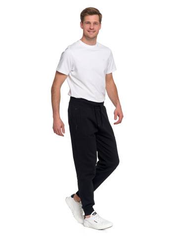 Spodnie - Spodnie dresowe męskie joggery ocieplane z kieszeniami CZARNY - produkt 2