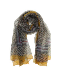 Szal damski cienki jedwabisty ze wzorem