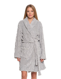 Ciepły szlafrok damski do kolan z wiązaniem