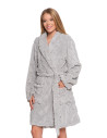 Ciepły szlafrok damski do kolan z wiązaniem SZARY