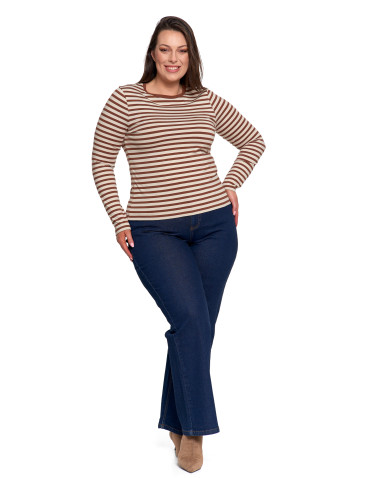 Bluzki z długim rękawem - Damska koszulka z długim rękawem w paski z bawełny WZÓR 5 - produkt 13