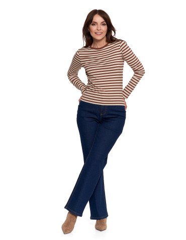 Bluzki z długim rękawem - Damska koszulka z długim rękawem w paski z bawełny WZÓR 5 - produkt 11