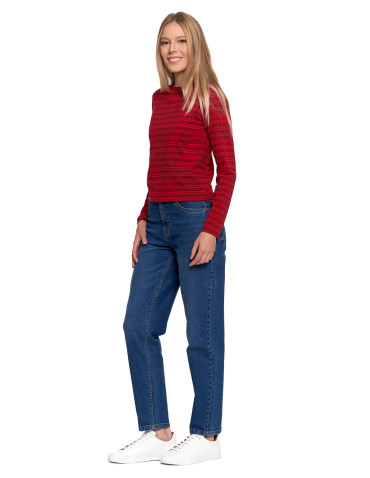 Bluzki i koszule - Damska koszulka z długim rękawem w paski z bawełny WZÓR 1 - produkt 7