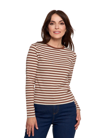 Bluzki z długim rękawem - Damska koszulka z długim rękawem w paski z bawełny WZÓR 5 - produkt 9