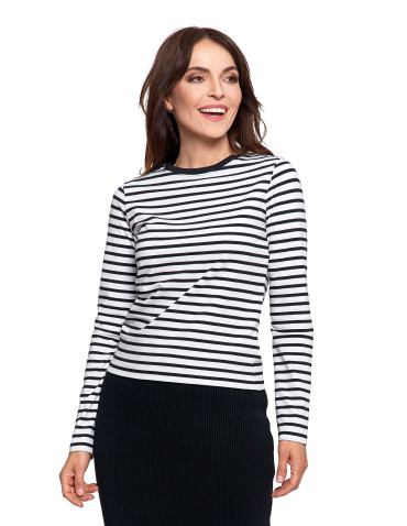 Bluzki z długim rękawem - Damska koszulka z długim rękawem w paski z bawełny WZÓR 2 - produkt 15