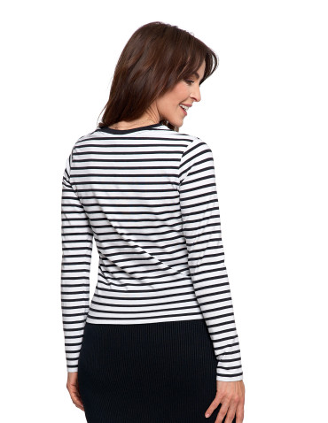 Bluzki z długim rękawem - Damska koszulka z długim rękawem w paski z bawełny WZÓR 2 - produkt 12