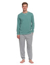 Męska piżama bawełniana z długim rękawem ZIELONY