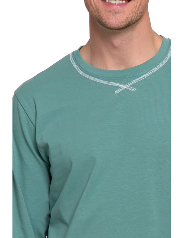 Długi rękaw - Męska piżama bawełniana z długim rękawem ZIELONY - produkt 3