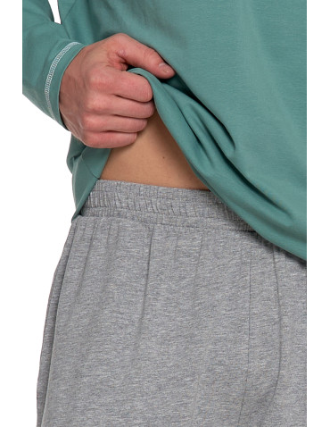 Długi rękaw - Męska piżama bawełniana z długim rękawem ZIELONY - produkt 4