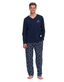 Piżama męska bawełniana z nadrukiem kompasu