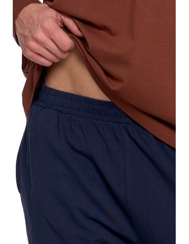 Długi rękaw - Piżama męska bawełniana długi rękaw z naszywką BRĄZOWY - produkt 4