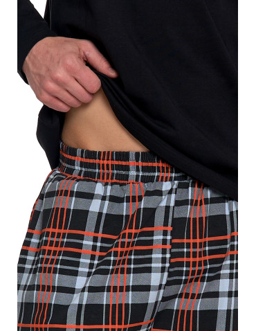 PIŻAMY - Piżama męska bawełniana z długim rękawem i nadrukiem CZARNY - produkt 5