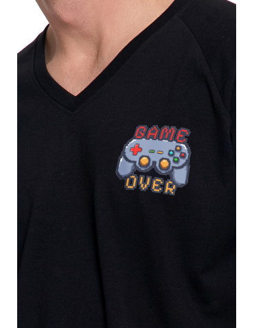 PIŻAMY - Piżama męska bawełniana z długim rękawem i nadrukiem CZARNY - produkt 4