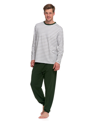 Długi rękaw - Piżama męska z długim rękawem i spodniami bawełniana SZARY - produkt 6