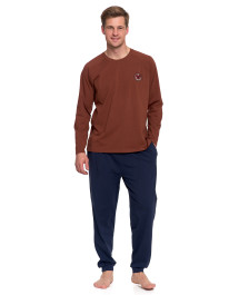 Piżama męska bawełniana długi rękaw z naszywką