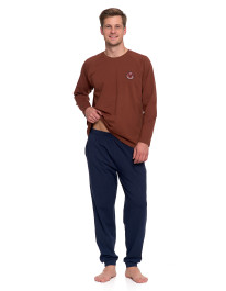 Piżama męska bawełniana długi rękaw z naszywką  - produkt 2