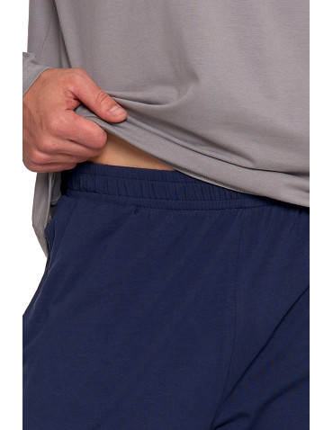 Długi rękaw - Piżama męska z długim rękawem i spodniami z bawełny SZARY - produkt 5