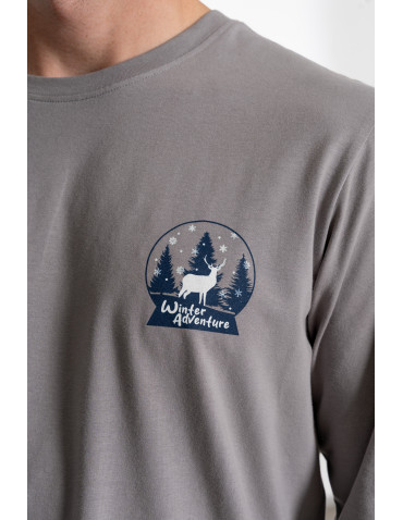 Długi rękaw - Piżama męska z długim rękawem i spodniami z bawełny SZARY - produkt 4