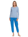 Piżama damska w paski z długim rękawem i spodniami WZÓR 1