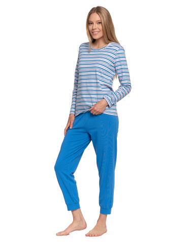 Długi rękaw - Piżama damska w paski z długim rękawem i spodniami WZÓR 1 - produkt 6