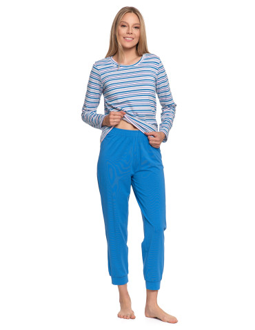 Długi rękaw - Piżama damska w paski z długim rękawem i spodniami WZÓR 1 - produkt 4