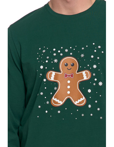 Długi rękaw - Piżama męska świąteczna z długim rękawem bawełniana ZIELONY - produkt 4