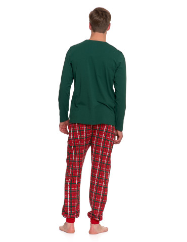 Długi rękaw - Piżama męska świąteczna z długim rękawem bawełniana ZIELONY - produkt 3