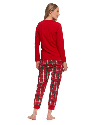Długi rękaw - Damska piżama świąteczna z nadrukiem pierniczka CZERWONY - produkt 3