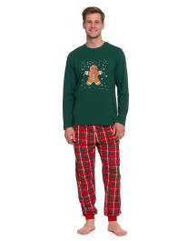 Piżama męska świąteczna z długim rękawem bawełniana