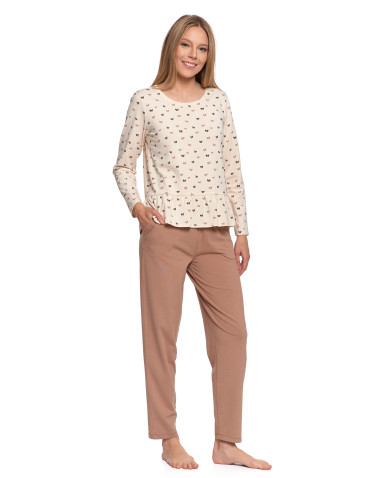 Piżama damska z długim rękawem z kokardkami i falbanką  - produkt 2