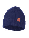 Czapka damska typu beanie w prążek gładka GRANATOWY
