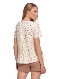 Piżama damska z krótkim rękawem i szortami z kokardkami  - produkt 2