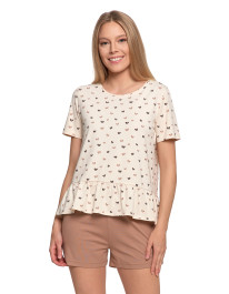 Piżama damska z krótkim rękawem i szortami z kokardkami