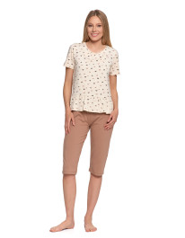 Piżama damska z krótkim rękawem z kokardkami i falbanką  - produkt 2