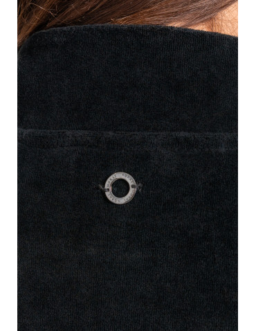 Bluzy - Bluza damska welurowa na zamek z bawełny CZARNY - produkt 11