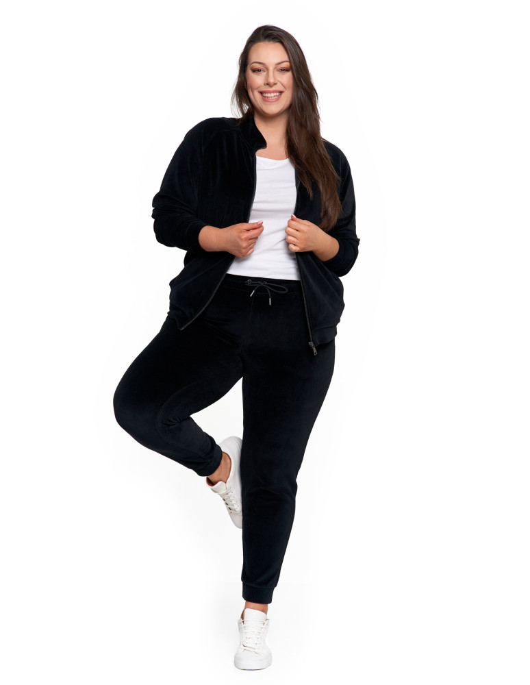 Bluzy - Bluza damska welurowa na zamek z bawełny CZARNY - produkt moraj.pl 15