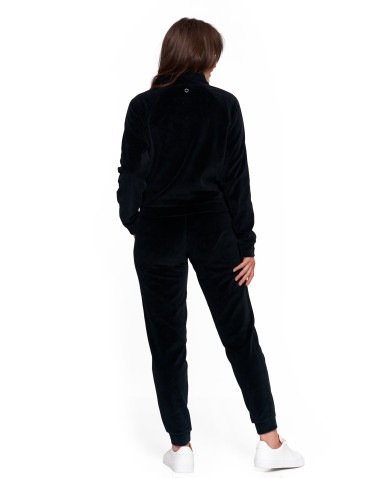 Bluzy - Bluza damska welurowa na zamek z bawełny CZARNY - produkt 12